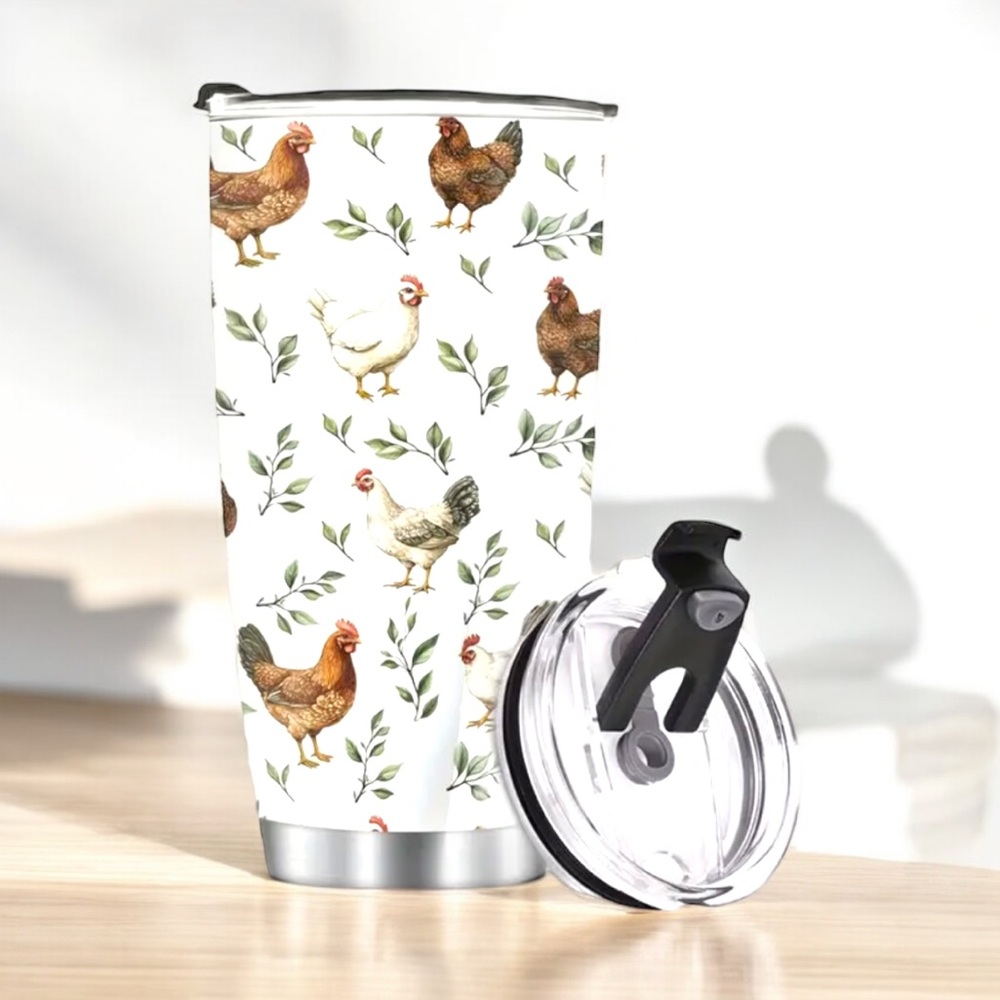 Chicken print Tumbler with Lid 20oz stainless steel